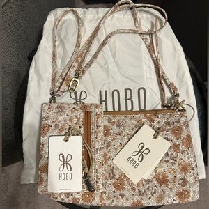HOBO Floral Crossbody Bag in Brown and Cream